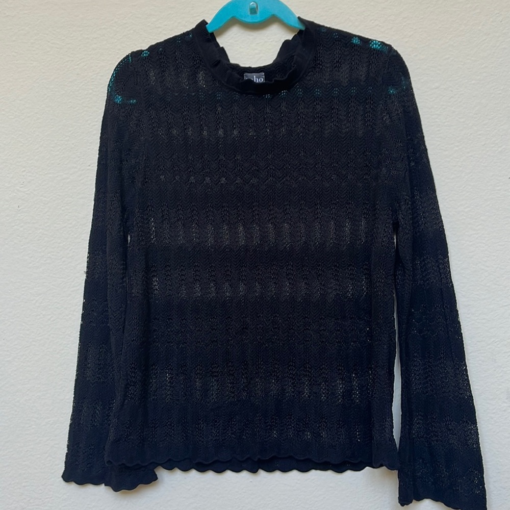 Soho NY&Co Black Semi-Sheer Sweater, XL (NWOT)